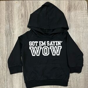 Black Kids Hoodie with 'Got Em Sayin' Wow' Print